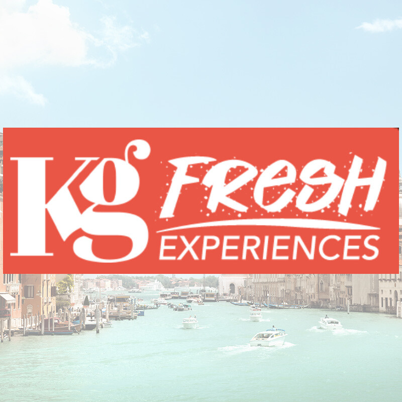 KG Fresh Experiences logo overlaid on an image of Venice, Italy